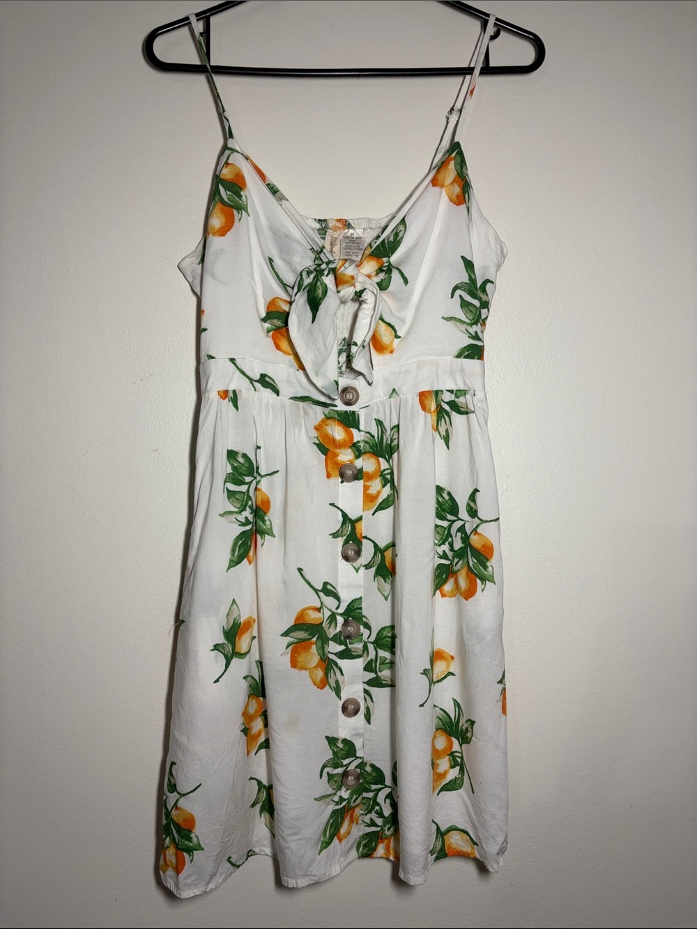 Mimi Chica White Sundress with Orange & Green Citrus Print